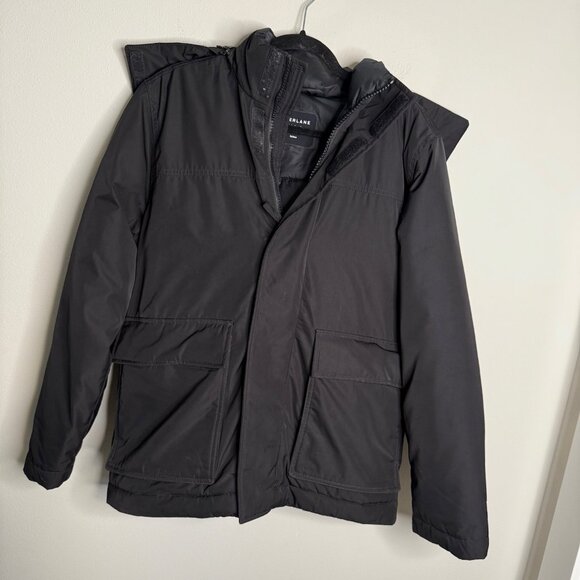 Everlane Black The Renew Short Parka Hooded Jacket - Size S Small‎ - Picture 1 of 4